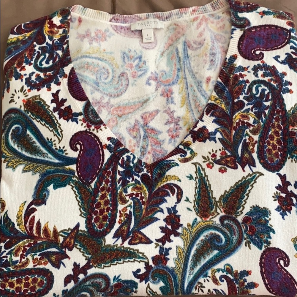 Talbots Jewel Tone Paisley sweater